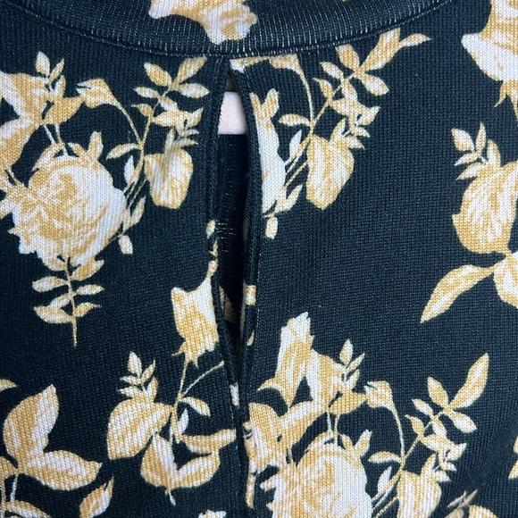 Free People Dinner Party Floral Long Sleeve Top Size Medium Black Combo - Picture 6 of 10